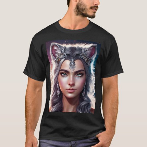 Goddess catgirl with grey hair T_Shirt