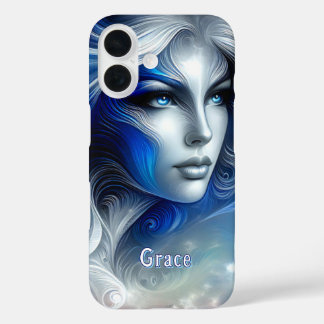 Goddess Celestial White Blue Head February -  iPhone 16 Case