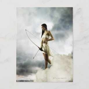 Goddess Diana with bow and arrow Postcard