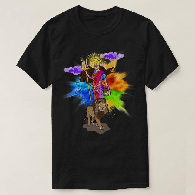 Goddess Durga Bengali Puja Hindu Religion Navratri T-Shirt (Design Front)