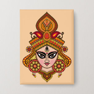 Goddess Durga Face Button