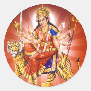 Goddess Durga (Hindu goddess) Classic Round Sticker