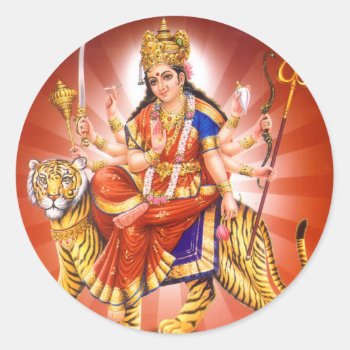 Goddess Durga (hindu Goddess) Classic Round Sticker by TO_photogirl at Zazzle