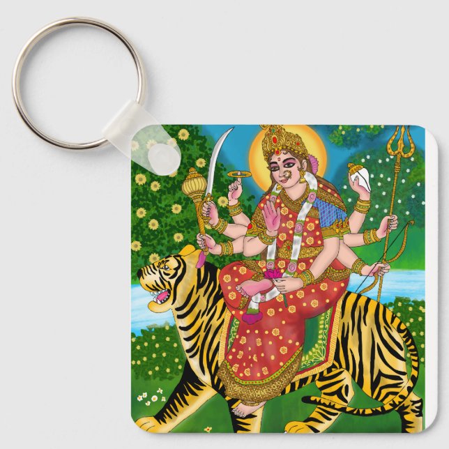 Goddess Durga Round Keychain (Front)