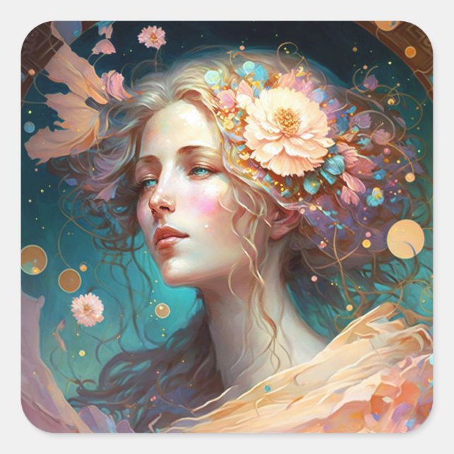 Goddess Fantasy Art Square Sticker (Front)