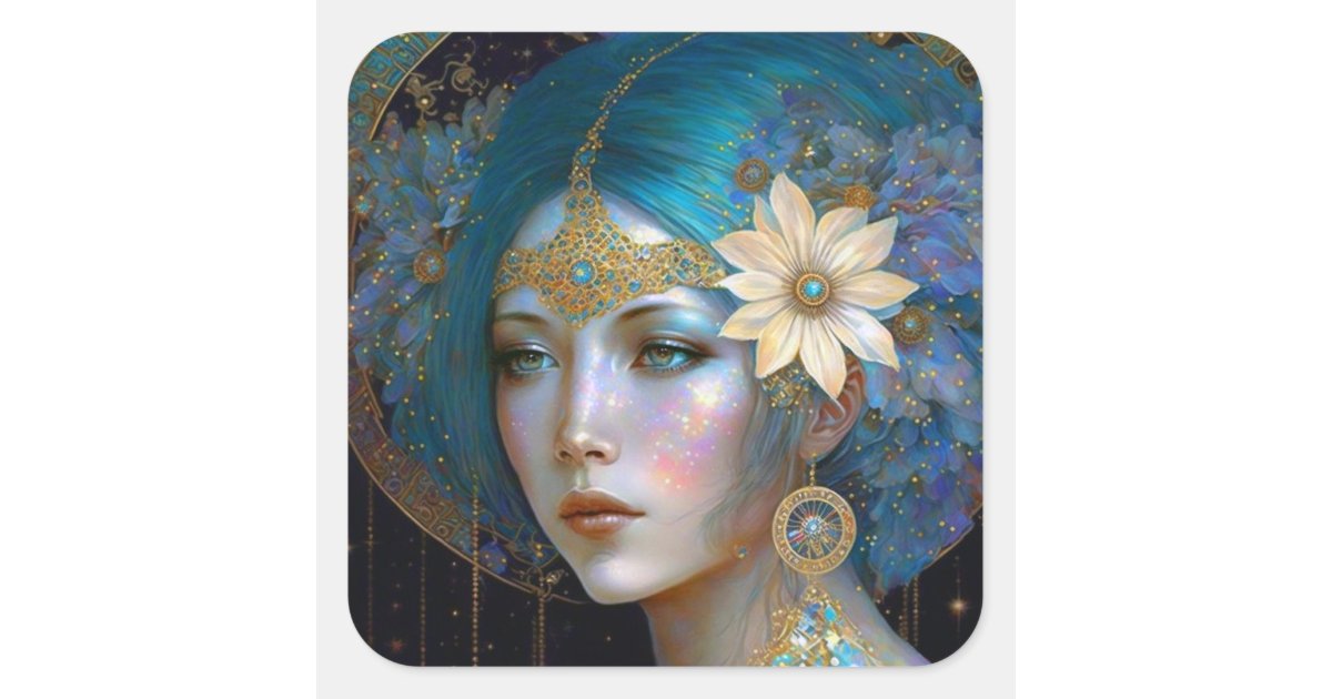 Goddess Fantasy Art Square Sticker Zazzle 8523