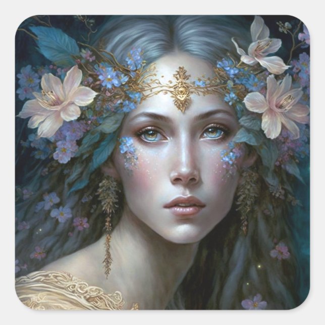 Goddess Fantasy Art Square Sticker (Front)