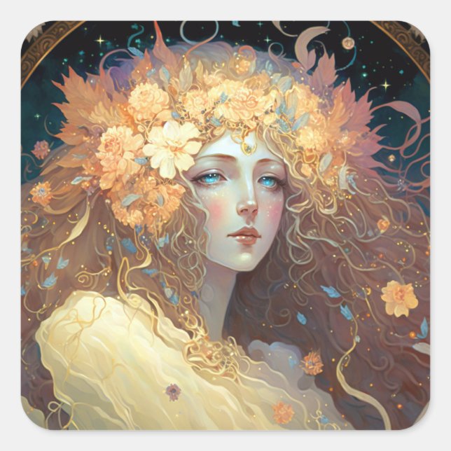 Goddess Fantasy Art Square Sticker (Front)