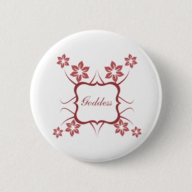 Goddess Floral Button, Brick Red Button (Front)
