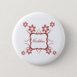 Goddess Floral Button, Brick Red Button at Zazzle