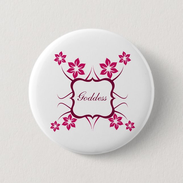 Goddess Floral Button, Magenta Button (Front)