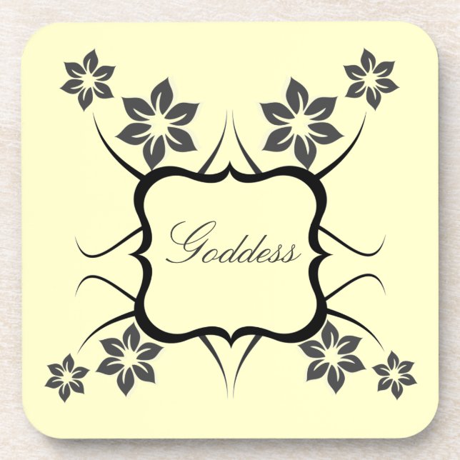 Goddess Floral Coaster Set, Dark Gray (Front)