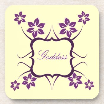 Goddess Floral Coaster Set  Purple by Superstarbing at Zazzle
