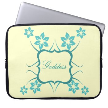 Goddess Floral Electronics Bag  Teal Laptop Sleeve by Superstarbing at Zazzle