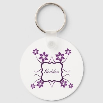 Goddess Floral Keychain  Dark Purple Keychain by Superstarbing at Zazzle