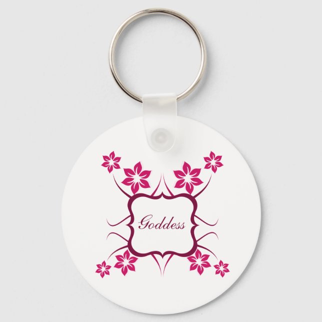 Goddess Floral Keychain, Magenta Keychain (Front)