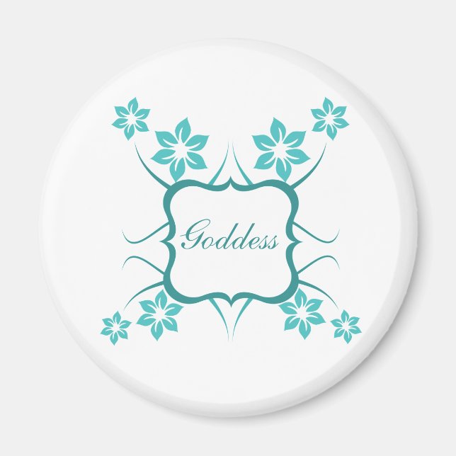 Goddess Floral Magnet, Turquoise Magnet (Front)