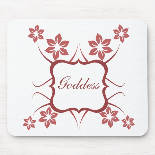 Goddess Floral Mousepad, Brick Red Mouse Pad (Front)