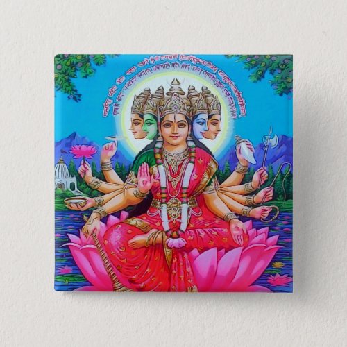 Goddess Gayatri Devi Deity Button