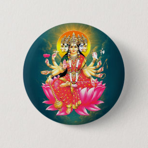 Goddess Gayatri Devi Hindu Deity Button