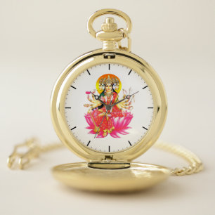 Goddess Gayatri Devi Hindu Deity Pocket Watch