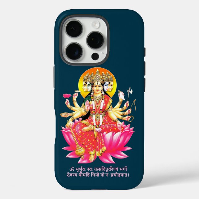 Goddess Gayatri Devi on Lotus Hindu Deity Case-Mate iPhone Case (Back)