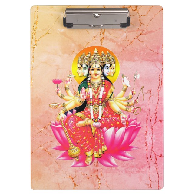 Goddess Gayatri Devi on Lotus Hindu Deity  Clipboard (Front)