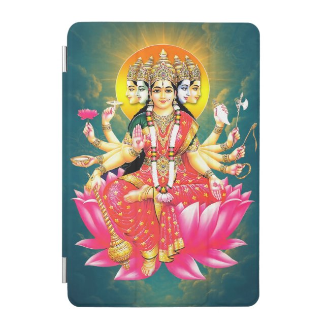 Goddess Gayatri Devi on Lotus Hindu Deity iPad Mini Cover (Front)