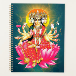 Goddess Gayatri Devi on Lotus Hindu Deity Planner