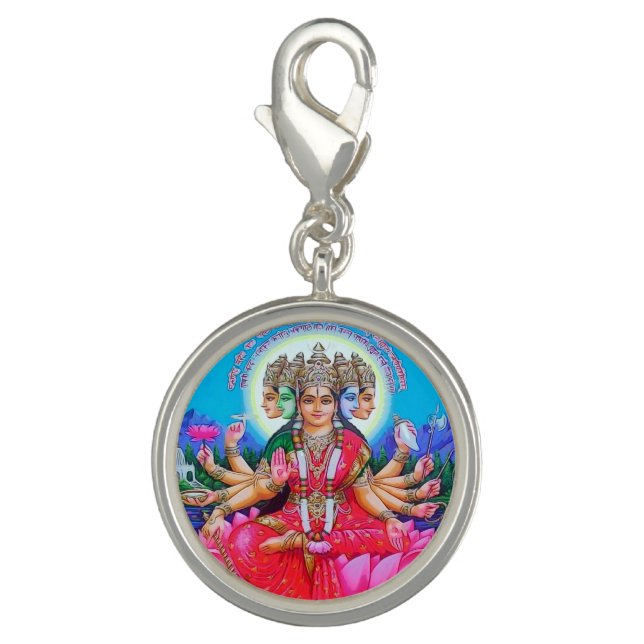 Goddess Gayatri Devi Veda Mata Deity Charm (Front)