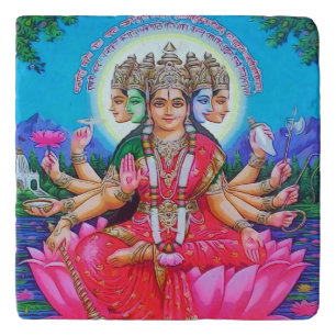 Goddess Gayatri Devi Veda Mata Deity Trivet