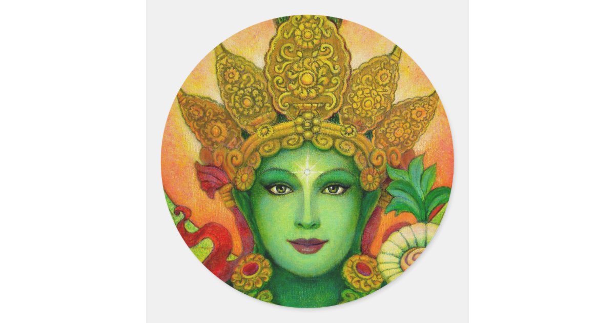 Goddess Green Taras Face Classic Round Sticker
