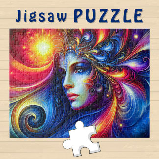 Goddess Head blue Swirls in Hair November -  Jigsaw Puzzle