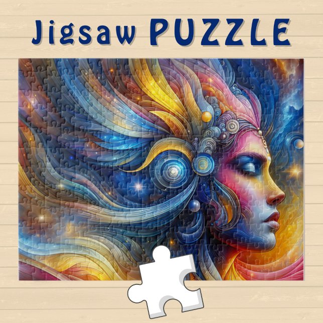 Goddess Head cosmic Hair closed Eyes June -  Jigsaw Puzzle (Creator Uploaded)