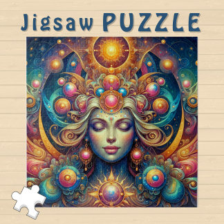 Goddess Head sunny Hair closed Eyes July -  Jigsaw Puzzle
