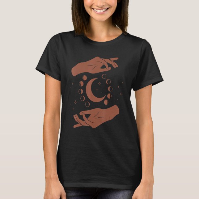 Goddess Healing Hands Moon Light Worker T-Shirt (Front)
