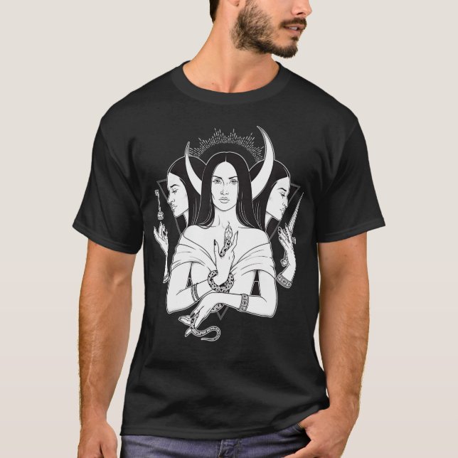 Goddess Hecate Triple Moon Goddess Pagan Wicca T-Shirt (Front)