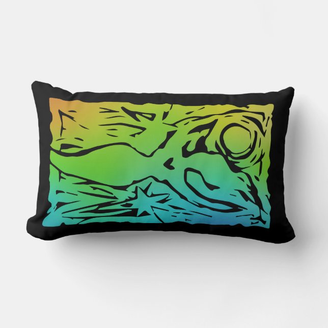 Goddess in blue and green lumbar pillow (Front)