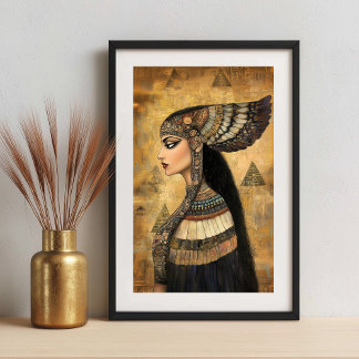 Goddess Isis: Gold Art Nouveau Egyptian Poster