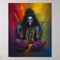 Goddess Kali Abstract Rainbow Portrait Painting