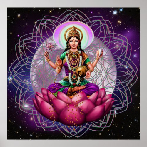 Goddess Lakshmi _ cosmic blessing mandala Poster