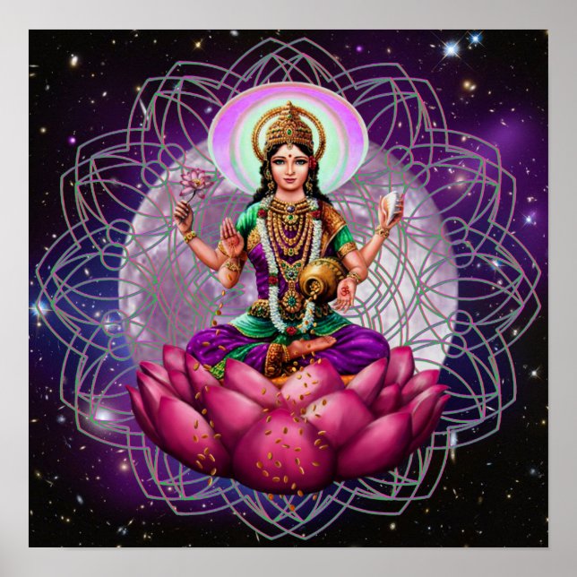 Goddess Lakshmi - cosmic blessing mandala Poster (Front)