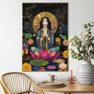 Goddess Lakshmi Floral Mosaic Rainbow Gold Poster