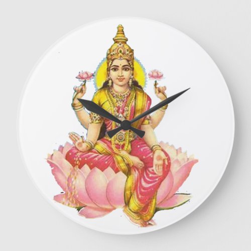 goddess lakshmi hindu godess dollars money wealth large clock