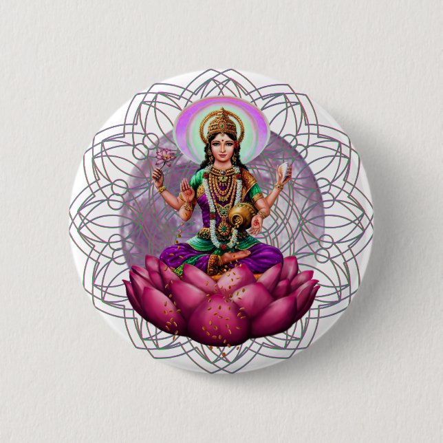 Goddess Lakshmi mandala Pinback Button (Front)