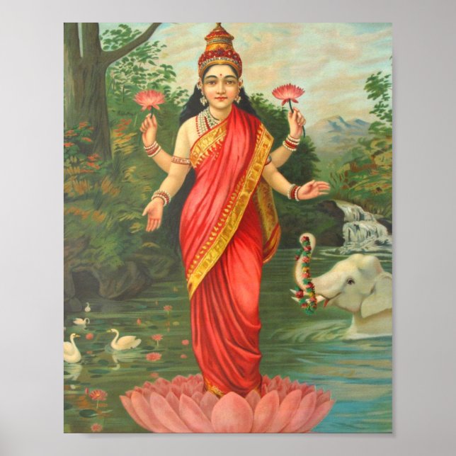 Goddess Lakshmi - Raja Ravi Varma Poster (Front)