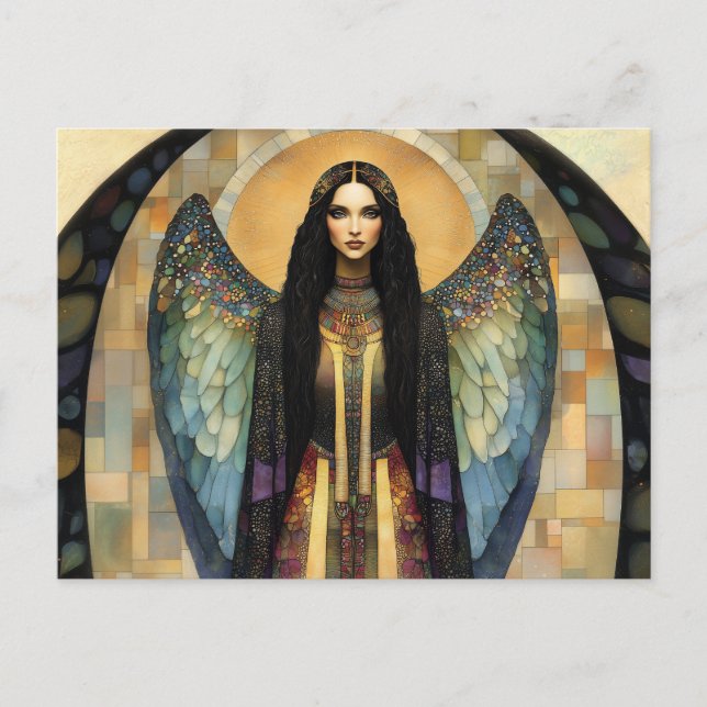 Goddess Lilith Dark Rainbow Mosaic Painting Postcard (Front)