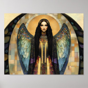 Goddess Lilith Dark Rainbow Mosaic Painting Poster
