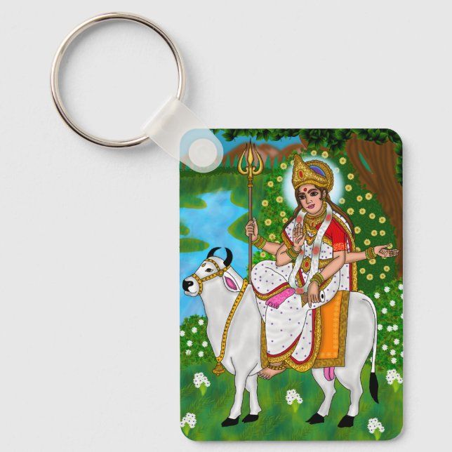 Goddess Mahagauri Keychain (Front)