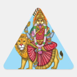 Goddess Narasimhi Divine Protection Art Triangle Sticker